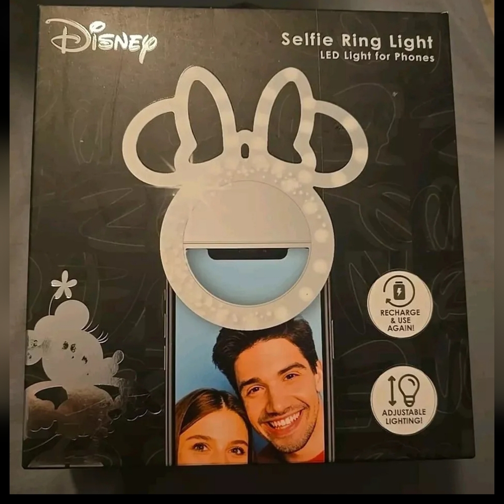 Disney Minnie Mouse New! Princess Crown Clip On Selfie Ring Light LED for Phones